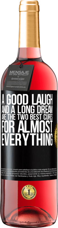 29,95 € | Розовое вино Издание ROSÉ Хороший смех и долгий сон - два лучших лекарства практически для всего Черная метка. Настраиваемая этикетка Молодое вино Урожай 2023 Tempranillo