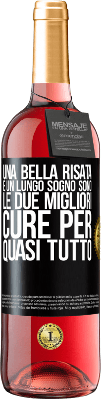 29,95 € | Vino rosato Edizione ROSÉ Una bella risata e un lungo sogno sono le due migliori cure per quasi tutto Etichetta Nera. Etichetta personalizzabile Vino giovane Raccogliere 2024 Tempranillo