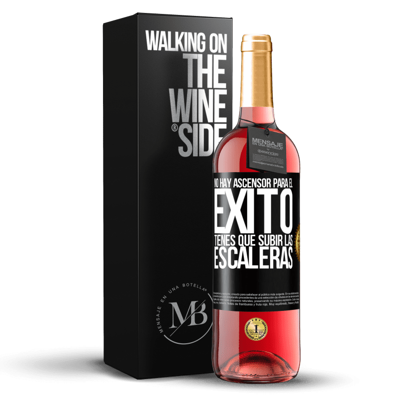 29,95 € Envío gratis | Vino Rosado Edición ROSÉ No hay ascensor para el éxito. Tienes que subir las escaleras Etiqueta Negra. Etiqueta personalizable Vino joven Cosecha 2024 Tempranillo