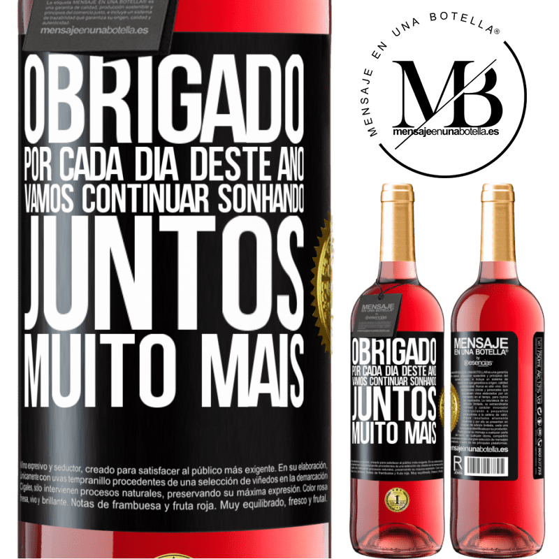 29,95 € Envio grátis | Vinho rosé Edição ROSÉ Obrigado por cada dia deste ano. Vamos continuar sonhando juntos muito mais Etiqueta Preta. Etiqueta personalizável Vinho jovem Colheita 2023 Tempranillo