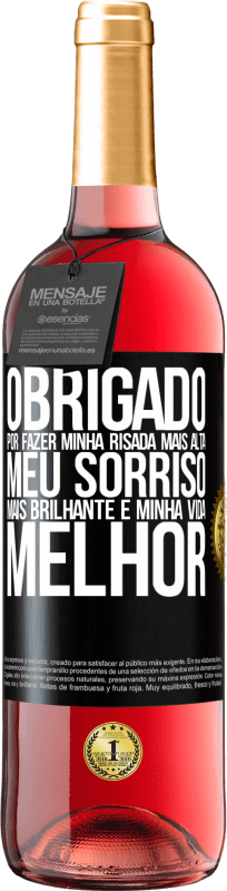 29,95 € Envio grátis | Vinho rosé Edição ROSÉ Obrigado por fazer minha risada mais alta, meu sorriso mais brilhante e minha vida melhor Etiqueta Preta. Etiqueta personalizável Vinho jovem Colheita 2025 Tempranillo
