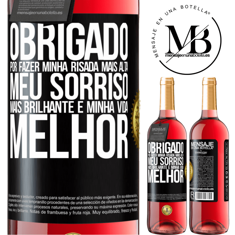 29,95 € Envio grátis | Vinho rosé Edição ROSÉ Obrigado por fazer minha risada mais alta, meu sorriso mais brilhante e minha vida melhor Etiqueta Preta. Etiqueta personalizável Vinho jovem Colheita 2023 Tempranillo