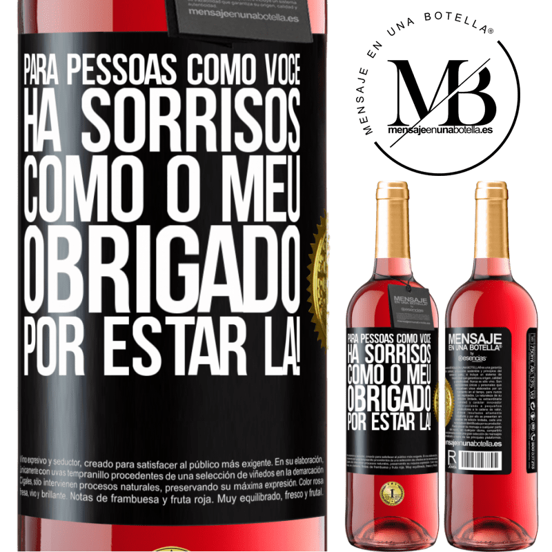 29,95 € Envio grátis | Vinho rosé Edição ROSÉ Para pessoas como você, há sorrisos como o meu. Obrigado por estar lá! Etiqueta Preta. Etiqueta personalizável Vinho jovem Colheita 2023 Tempranillo