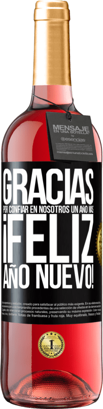 29,95 € | Vino Rosado Edición ROSÉ Gracias por confiar en nosotros un año más. Feliz Año Nuevo Etiqueta Negra. Etiqueta personalizable Vino joven Cosecha 2024 Tempranillo