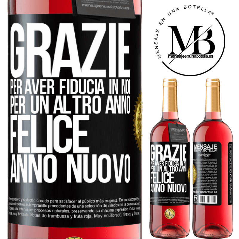 29,95 € Spedizione Gratuita | Vino rosato Edizione ROSÉ Grazie per aver fiducia in noi per un altro anno. Felice anno nuovo Etichetta Nera. Etichetta personalizzabile Vino giovane Raccogliere 2023 Tempranillo