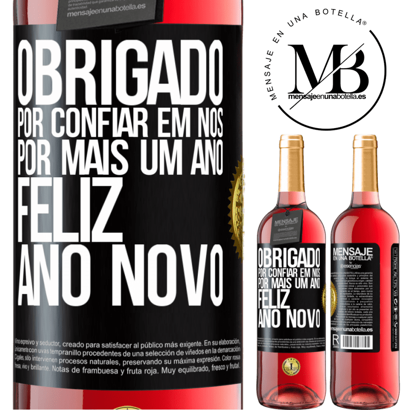 29,95 € Envio grátis | Vinho rosé Edição ROSÉ Obrigado por confiar em nós por mais um ano. Feliz Ano Novo Etiqueta Preta. Etiqueta personalizável Vinho jovem Colheita 2023 Tempranillo