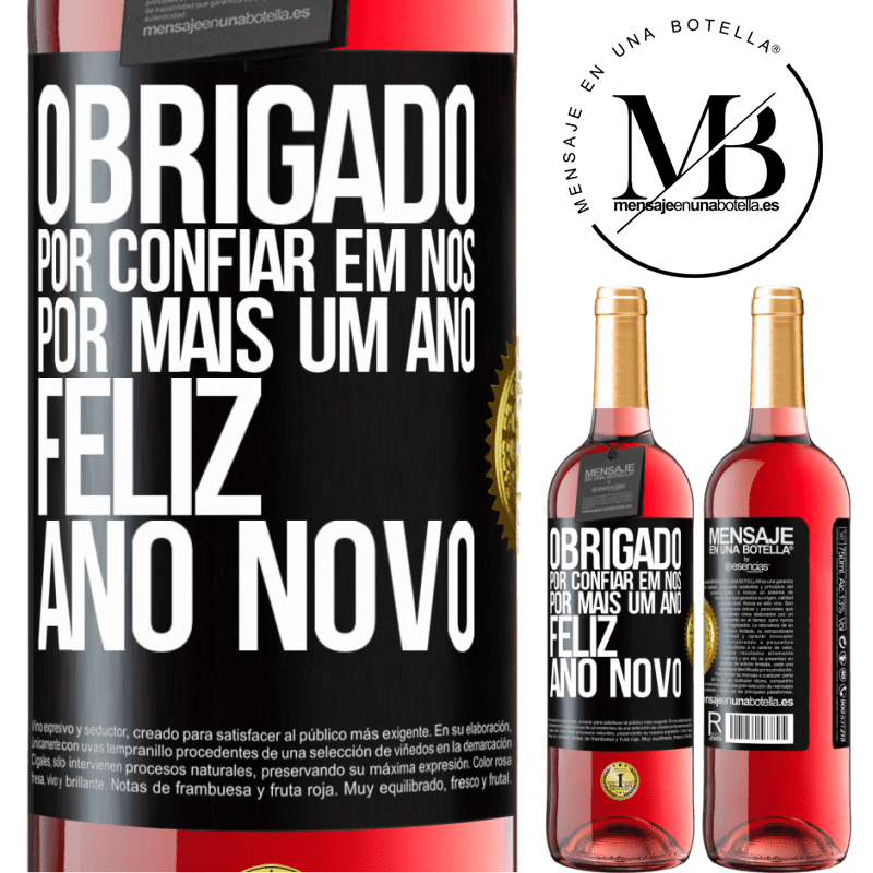 29,95 € Envio grátis | Vinho rosé Edição ROSÉ Obrigado por confiar em nós por mais um ano. Feliz Ano Novo Etiqueta Preta. Etiqueta personalizável Vinho jovem Colheita 2025 Tempranillo