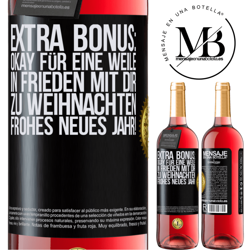 29,95 € Kostenloser Versand | Roséwein ROSÉ Ausgabe Extra Bonus: gültig für eine Weile Frieden mit deinen Lieben zu Weihnachten. Frohes neues Jahr! Schwarzes Etikett. Anpassbares Etikett Junger Wein Ernte 2024 Tempranillo