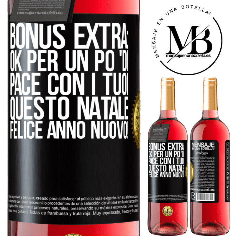 29,95 € Spedizione Gratuita | Vino rosato Edizione ROSÉ Bonus extra: Ok per un po 'di pace con i tuoi questo Natale. Felice anno nuovo! Etichetta Nera. Etichetta personalizzabile Vino giovane Raccogliere 2024 Tempranillo