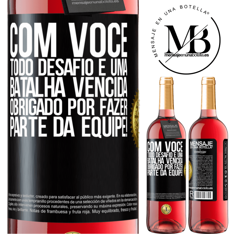 29,95 € Envio grátis | Vinho rosé Edição ROSÉ Com você, todo desafio é uma batalha vencida. Obrigado por fazer parte da equipe! Etiqueta Preta. Etiqueta personalizável Vinho jovem Colheita 2024 Tempranillo