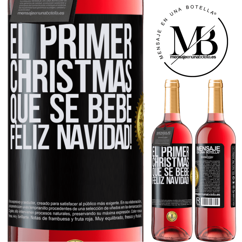 29,95 € Envío gratis | Vino Rosado Edición ROSÉ El primer christmas que se bebe. Feliz navidad! Etiqueta Negra. Etiqueta personalizable Vino joven Cosecha 2023 Tempranillo