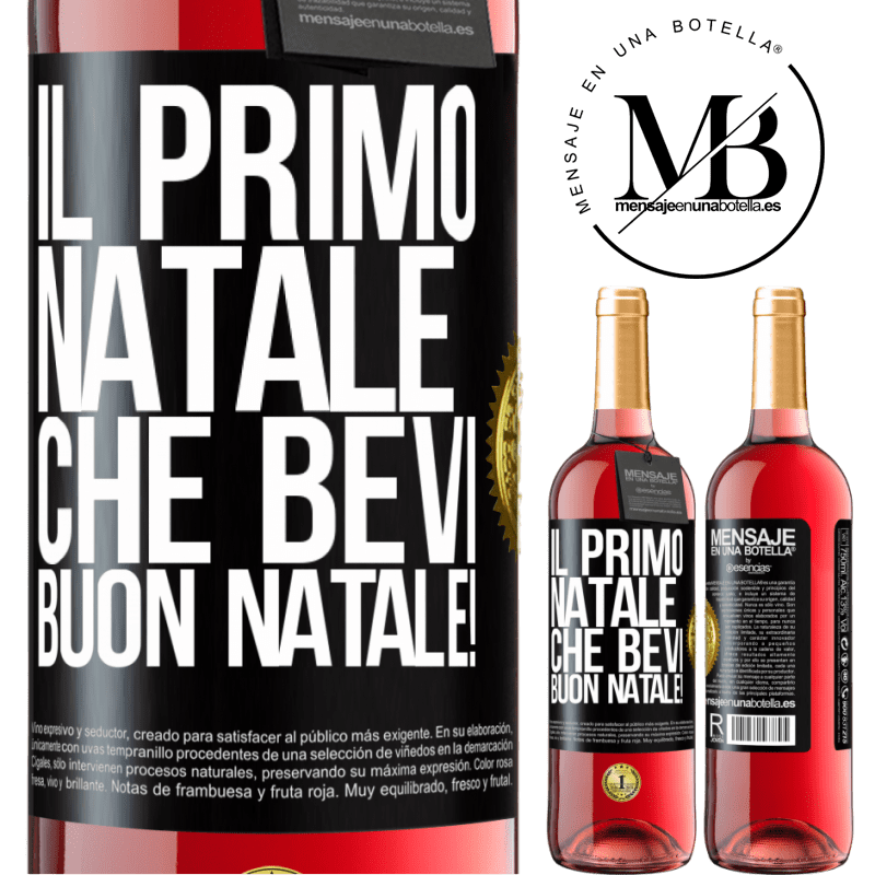 29,95 € Spedizione Gratuita | Vino rosato Edizione ROSÉ Il primo Natale che bevi. Buon natale! Etichetta Nera. Etichetta personalizzabile Vino giovane Raccogliere 2023 Tempranillo