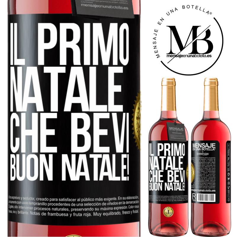 29,95 € Spedizione Gratuita | Vino rosato Edizione ROSÉ Il primo Natale che bevi. Buon natale! Etichetta Nera. Etichetta personalizzabile Vino giovane Raccogliere 2025 Tempranillo