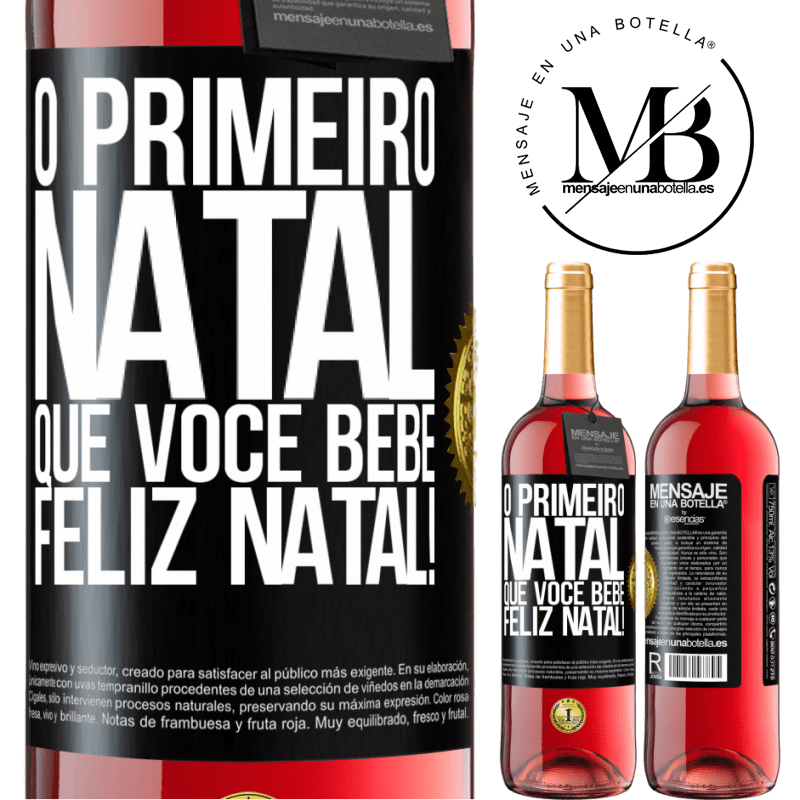 29,95 € Envio grátis | Vinho rosé Edição ROSÉ O primeiro Natal que você bebe. Feliz Natal! Etiqueta Preta. Etiqueta personalizável Vinho jovem Colheita 2023 Tempranillo