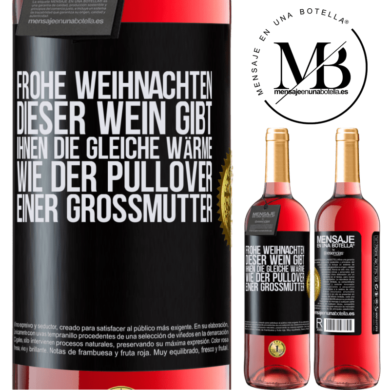 29,95 € Kostenloser Versand | Roséwein ROSÉ Ausgabe Frohe Weihnachten! Mit diesem Wein ist dir genauso warm wie mit dem Pullover deiner Großmutter Schwarzes Etikett. Anpassbares Etikett Junger Wein Ernte 2023 Tempranillo