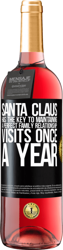 29,95 € Free Shipping | Rosé Wine ROSÉ Edition Santa Claus has the key to maintaining a perfect family relationship: Visits once a year Black Label. Customizable label Young wine Harvest 2025 Tempranillo