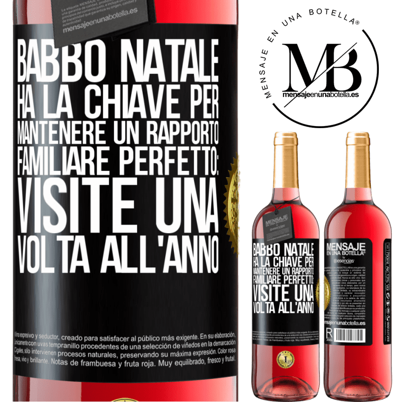 29,95 € Spedizione Gratuita | Vino rosato Edizione ROSÉ Babbo Natale ha la chiave per mantenere un rapporto familiare perfetto: visite una volta all'anno Etichetta Nera. Etichetta personalizzabile Vino giovane Raccogliere 2024 Tempranillo