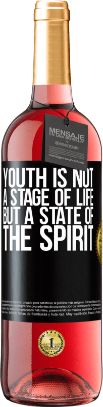 29,95 € Free Shipping | Rosé Wine ROSÉ Edition Youth is not a stage of life, but a state of the spirit Black Label. Customizable label Young wine Harvest 2023 Tempranillo