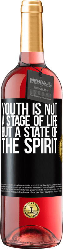 29,95 € Free Shipping | Rosé Wine ROSÉ Edition Youth is not a stage of life, but a state of the spirit Black Label. Customizable label Young wine Harvest 2024 Tempranillo