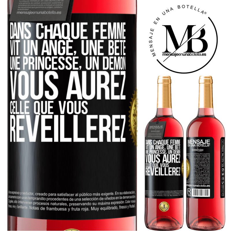 29,95 € Envoi gratuit | Vin rosé Édition ROSÉ Dans chaque femme vit un ange, une bête ,une princesse, un démon. Vous aurez celle que vous réveillerez. Étiquette Noire. Étiquette personnalisable Vin jeune Récolte 2024 Tempranillo