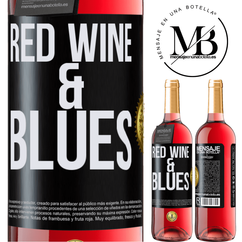 29,95 € Envío gratis | Vino Rosado Edición ROSÉ Red wine & Blues Etiqueta Negra. Etiqueta personalizable Vino joven Cosecha 2022 Tempranillo