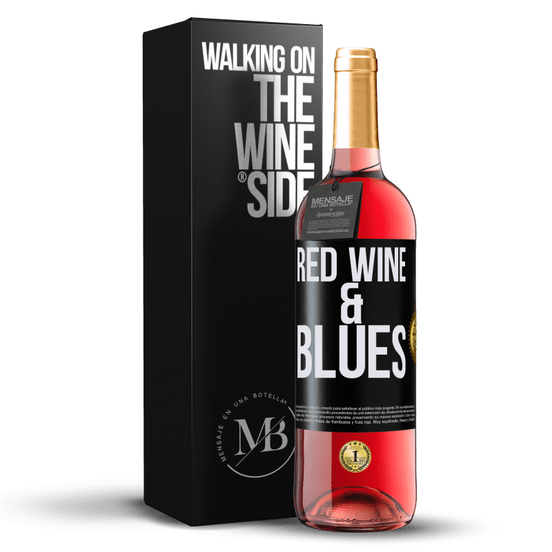 29,95 € Kostenloser Versand | Roséwein ROSÉ Ausgabe Red wine & Blues Schwarzes Etikett. Anpassbares Etikett Junger Wein Ernte 2023 Tempranillo