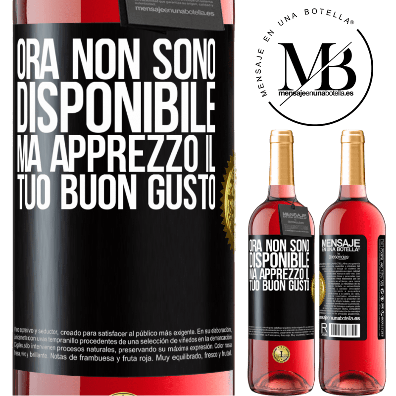 29,95 € Spedizione Gratuita | Vino rosato Edizione ROSÉ Ora non sono disponibile, ma apprezzo il tuo buon gusto Etichetta Nera. Etichetta personalizzabile Vino giovane Raccogliere 2024 Tempranillo