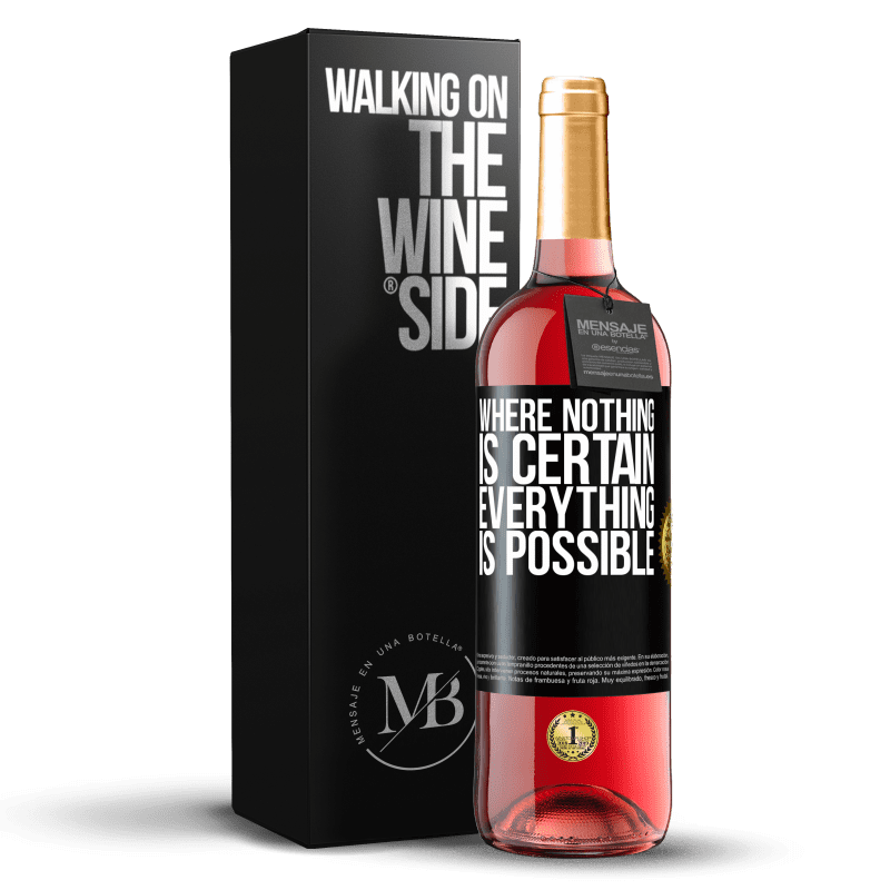 29,95 € Free Shipping | Rosé Wine ROSÉ Edition Where nothing is certain, everything is possible Black Label. Customizable label Young wine Harvest 2023 Tempranillo