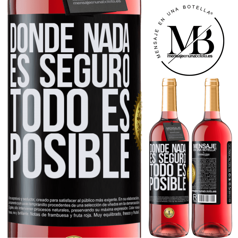 29,95 € Бесплатная доставка | Розовое вино Издание ROSÉ Там, где нет ничего определенного, все возможно Черная метка. Настраиваемая этикетка Молодое вино Урожай 2022 Tempranillo