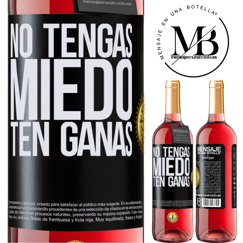 29,95 € Envío gratis | Vino Rosado Edición ROSÉ No tengas miedo. Ten ganas Etiqueta Negra. Etiqueta personalizable Vino joven Cosecha 2023 Tempranillo