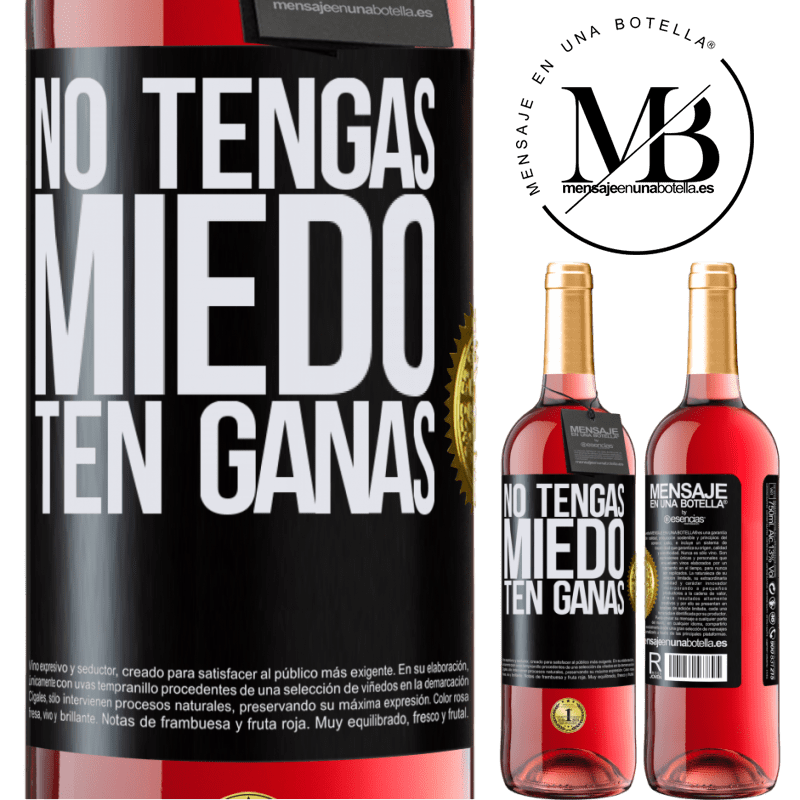 29,95 € Envío gratis | Vino Rosado Edición ROSÉ No tengas miedo. Ten ganas Etiqueta Negra. Etiqueta personalizable Vino joven Cosecha 2025 Tempranillo