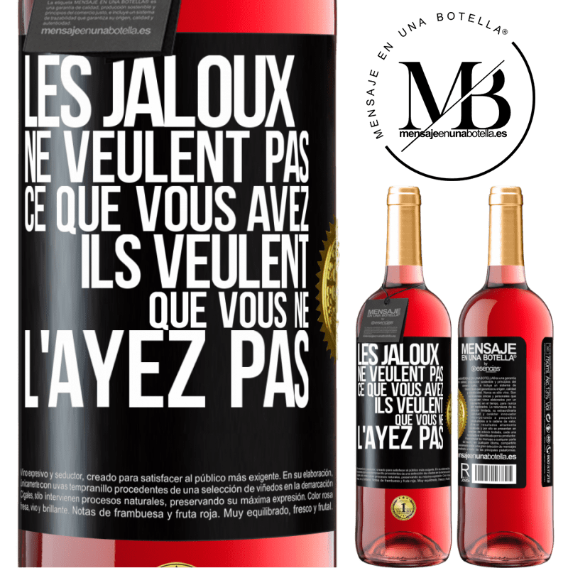 29,95 € Envoi gratuit | Vin rosé Édition ROSÉ Les jaloux ne veulent pas ce que vous avez. Ils veulent que vous ne l'ayez pas Étiquette Noire. Étiquette personnalisable Vin jeune Récolte 2023 Tempranillo