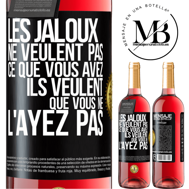 29,95 € Envoi gratuit | Vin rosé Édition ROSÉ Les jaloux ne veulent pas ce que vous avez. Ils veulent que vous ne l'ayez pas Étiquette Noire. Étiquette personnalisable Vin jeune Récolte 2025 Tempranillo