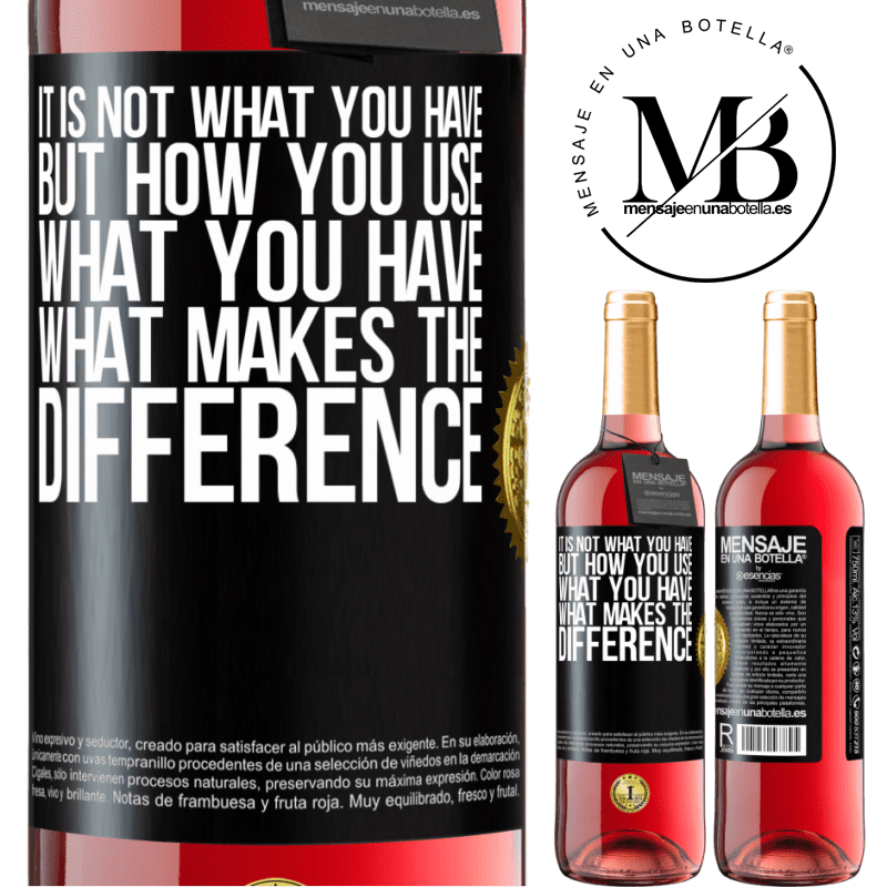 29,95 € Free Shipping | Rosé Wine ROSÉ Edition It is not what you have, but how you use what you have, what makes the difference Black Label. Customizable label Young wine Harvest 2022 Tempranillo