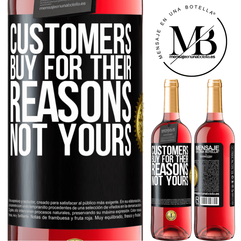 29,95 € Free Shipping | Rosé Wine ROSÉ Edition Customers buy for their reasons, not yours Black Label. Customizable label Young wine Harvest 2022 Tempranillo
