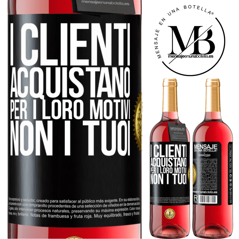 29,95 € Spedizione Gratuita | Vino rosato Edizione ROSÉ I clienti acquistano per i loro motivi, non i tuoi Etichetta Nera. Etichetta personalizzabile Vino giovane Raccogliere 2023 Tempranillo