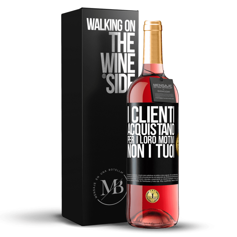 29,95 € Spedizione Gratuita | Vino rosato Edizione ROSÉ I clienti acquistano per i loro motivi, non i tuoi Etichetta Nera. Etichetta personalizzabile Vino giovane Raccogliere 2024 Tempranillo