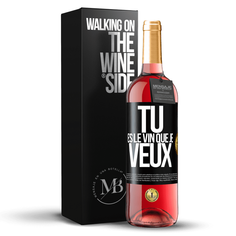 29,95 € Envoi gratuit | Vin rosé Édition ROSÉ Tu es le vin que je veux Étiquette Noire. Étiquette personnalisable Vin jeune Récolte 2023 Tempranillo