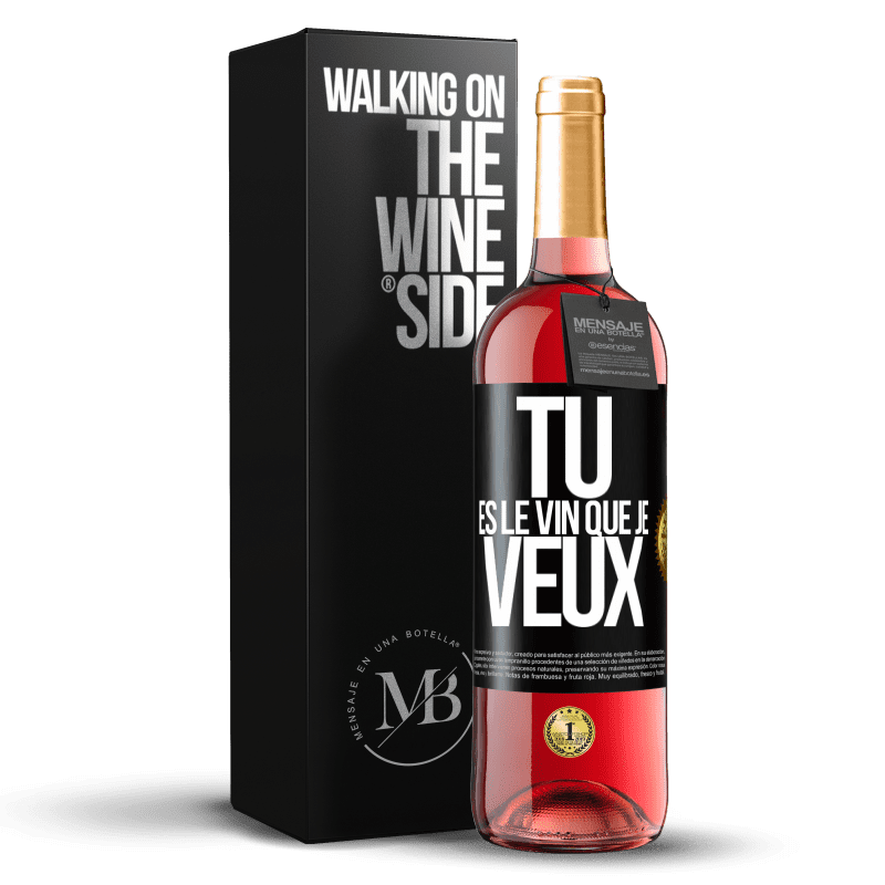 29,95 € Envoi gratuit | Vin rosé Édition ROSÉ Tu es le vin que je veux Étiquette Noire. Étiquette personnalisable Vin jeune Récolte 2024 Tempranillo