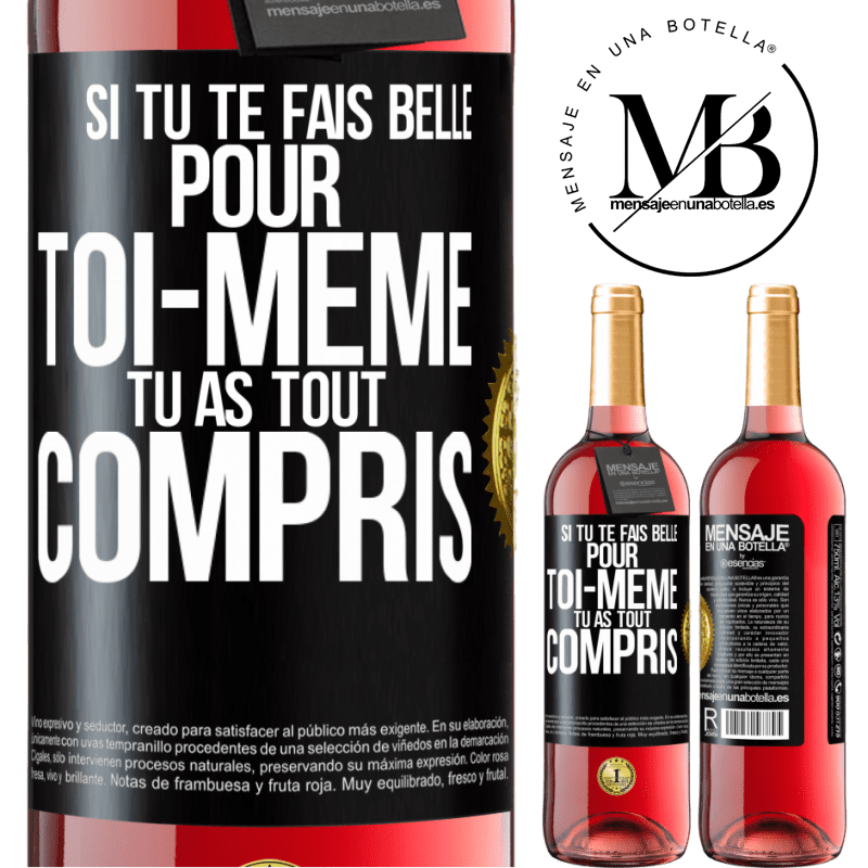 29,95 € Envoi gratuit | Vin rosé Édition ROSÉ Si tu te fais belle pour toi-même, tu as tout compris Étiquette Noire. Étiquette personnalisable Vin jeune Récolte 2023 Tempranillo