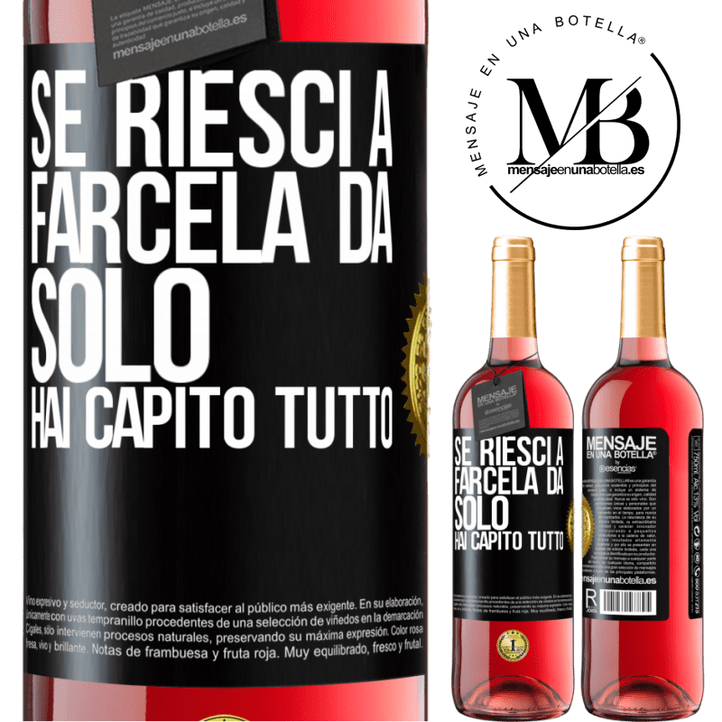 29,95 € Spedizione Gratuita | Vino rosato Edizione ROSÉ Se riesci a farcela da solo, hai capito tutto Etichetta Nera. Etichetta personalizzabile Vino giovane Raccogliere 2025 Tempranillo