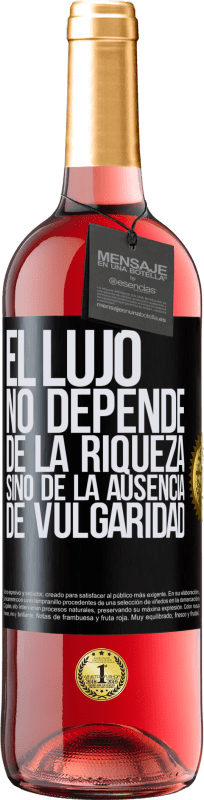 29,95 € Envío gratis | Vino Rosado Edición ROSÉ El lujo no depende de la riqueza, sino de la ausencia de vulgaridad Etiqueta Negra. Etiqueta personalizable Vino joven Cosecha 2023 Tempranillo