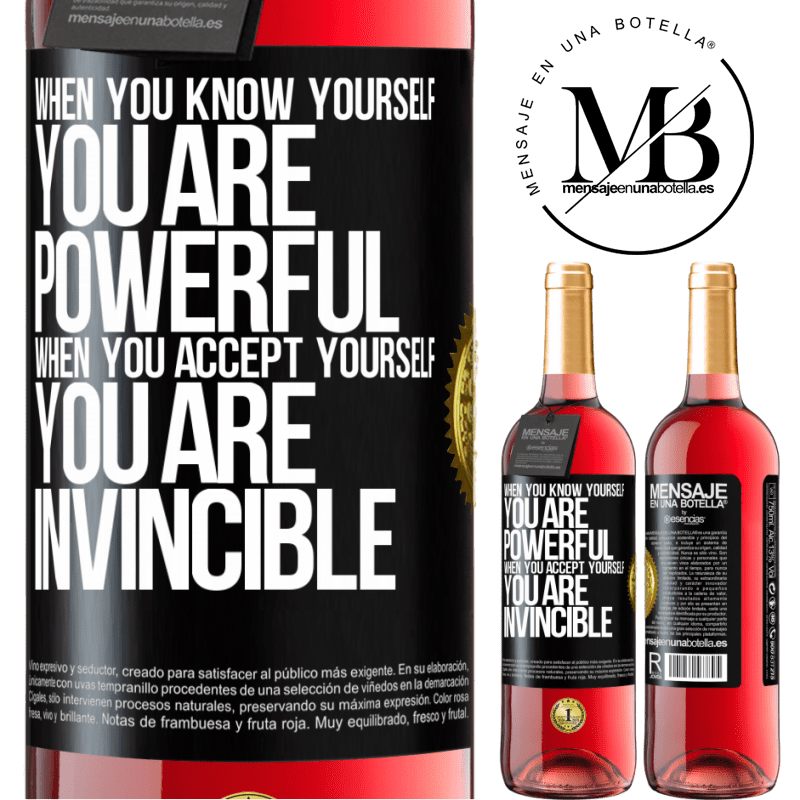 24,95 € Free Shipping | Rosé Wine ROSÉ Edition When you know yourself, you are powerful. When you accept yourself, you are invincible Black Label. Customizable label Young wine Harvest 2021 Tempranillo