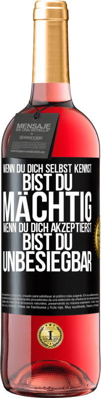 Kostenloser Versand | Roséwein ROSÉ Ausgabe Wenn du dich selbst kennst, bist du mächtig. Wenn du dich akzeptierst, bist du unbesiegbar Schwarzes Etikett. Anpassbares Etikett Junger Wein Ernte 2023 Tempranillo