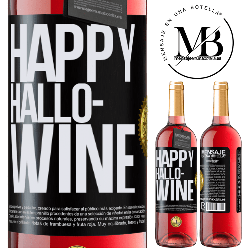 29,95 € Envío gratis | Vino Rosado Edición ROSÉ Happy Hallo-Wine Etiqueta Negra. Etiqueta personalizable Vino joven Cosecha 2024 Tempranillo