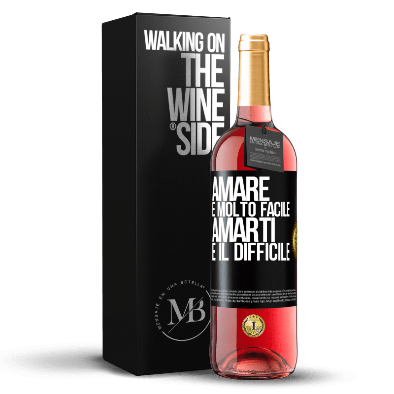 29,95 € Spedizione Gratuita | Vino rosato Edizione ROSÉ Amare è molto facile, amarti è il difficile Etichetta Nera. Etichetta personalizzabile Vino giovane Raccogliere 2024 Tempranillo