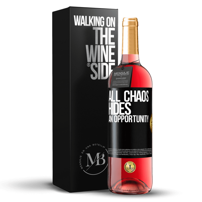 29,95 € Free Shipping | Rosé Wine ROSÉ Edition All chaos hides an opportunity Black Label. Customizable label Young wine Harvest 2021 Tempranillo