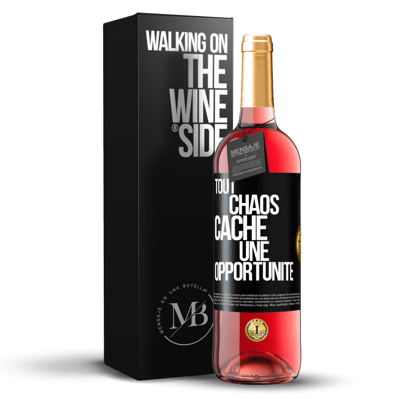 29,95 € Envoi gratuit | Vin rosé Édition ROSÉ Tout chaos cache une opportunité Étiquette Noire. Étiquette personnalisable Vin jeune Récolte 2023 Tempranillo