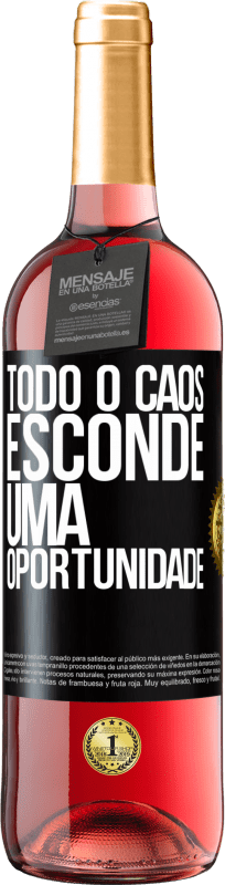 29,95 € | Vinho rosé Edição ROSÉ Todo o caos esconde uma oportunidade Etiqueta Preta. Etiqueta personalizável Vinho jovem Colheita 2024 Tempranillo