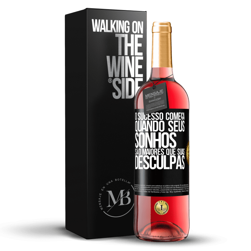 29,95 € Envio grátis | Vinho rosé Edição ROSÉ O sucesso começa quando seus sonhos são maiores que suas desculpas Etiqueta Preta. Etiqueta personalizável Vinho jovem Colheita 2025 Tempranillo